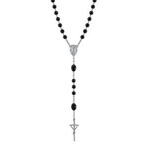 Kohls Rosary Papal Crucifix Faux Black Gemstones Necklace 39"